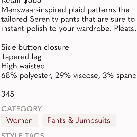 Cinq A Sept serenity plaid houndstooth tailored pants NWT - Picture 16 of 16